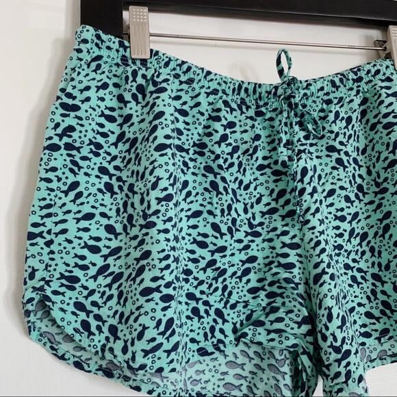Teal and Blue Xhilaration Fish Print 100% Rayon Sleep Shorts M - Picture 2 of 4